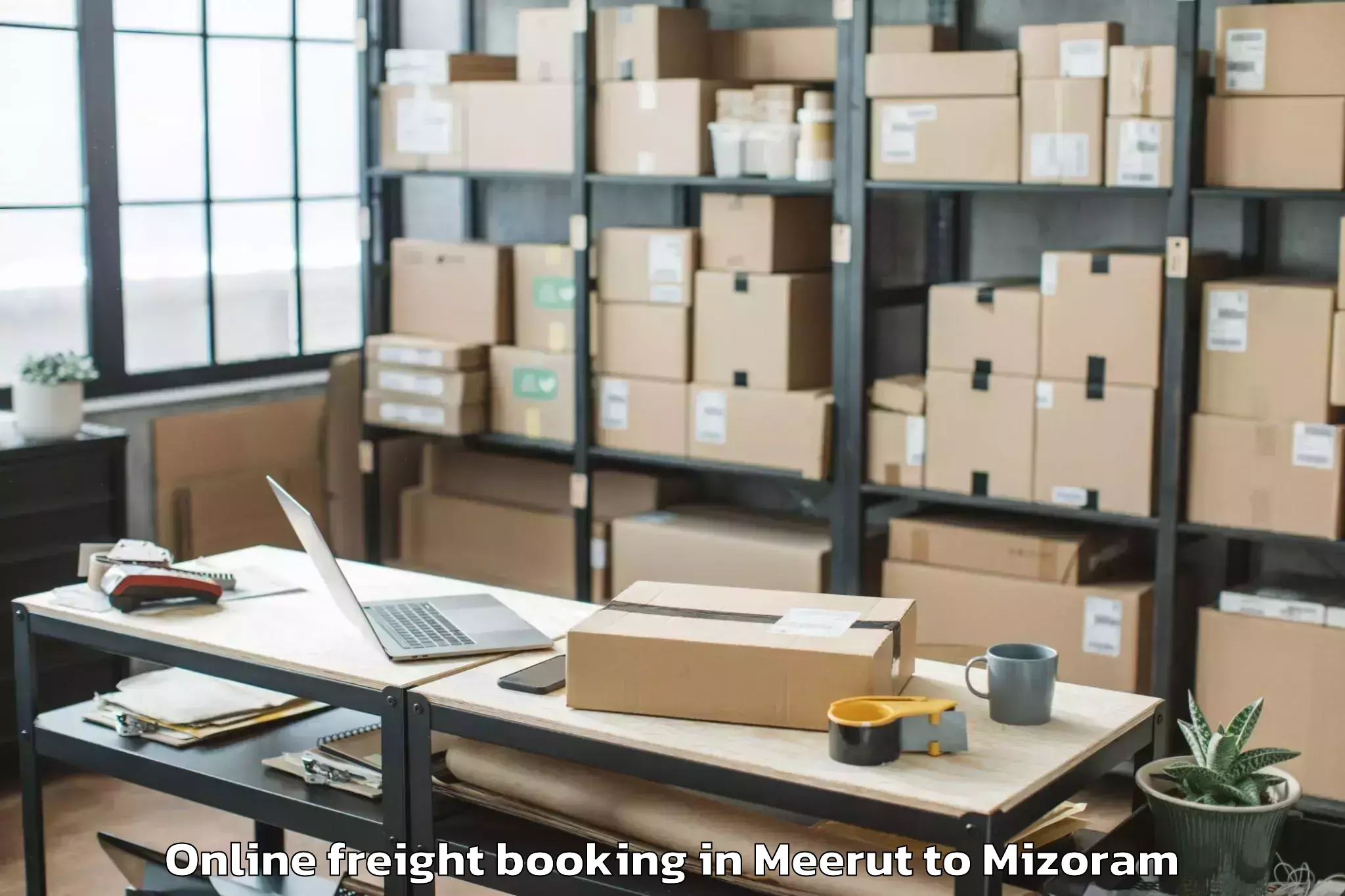 Trusted Meerut to Saitual Online Freight Booking